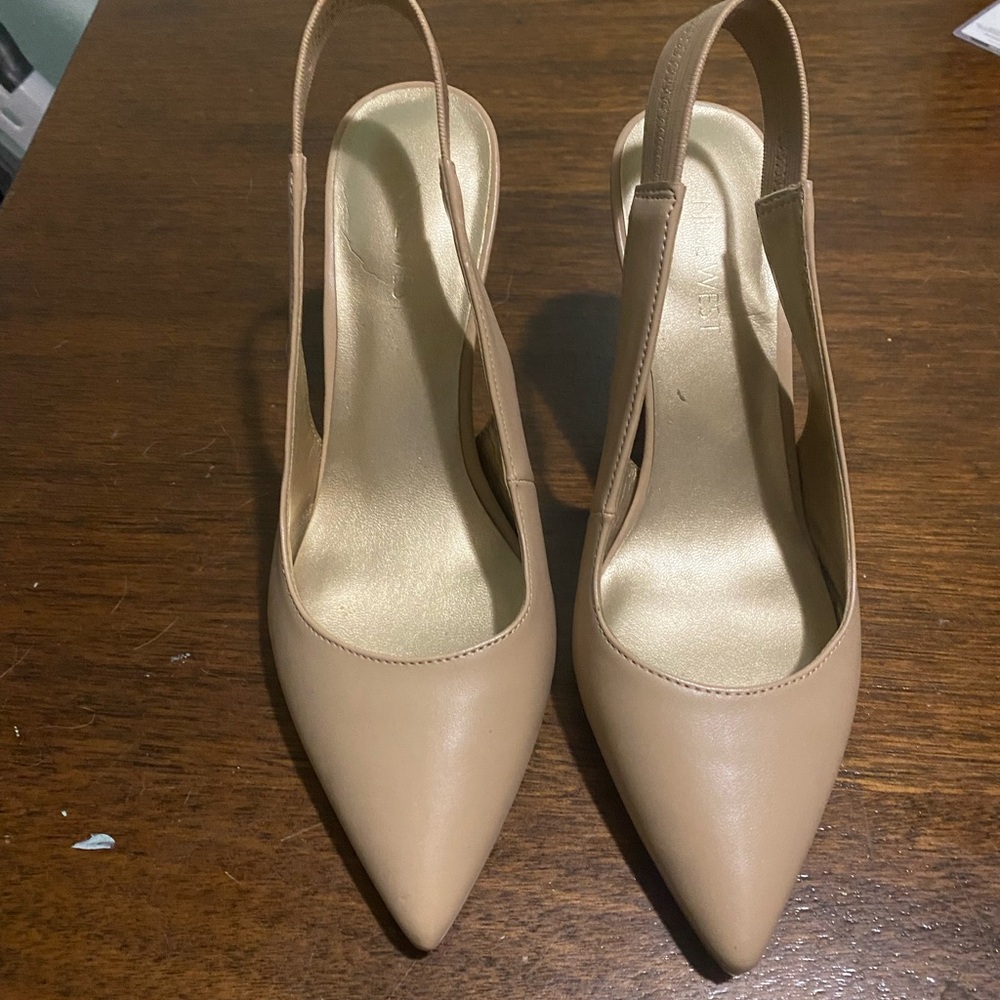 Nine West Tan Slingback Heels